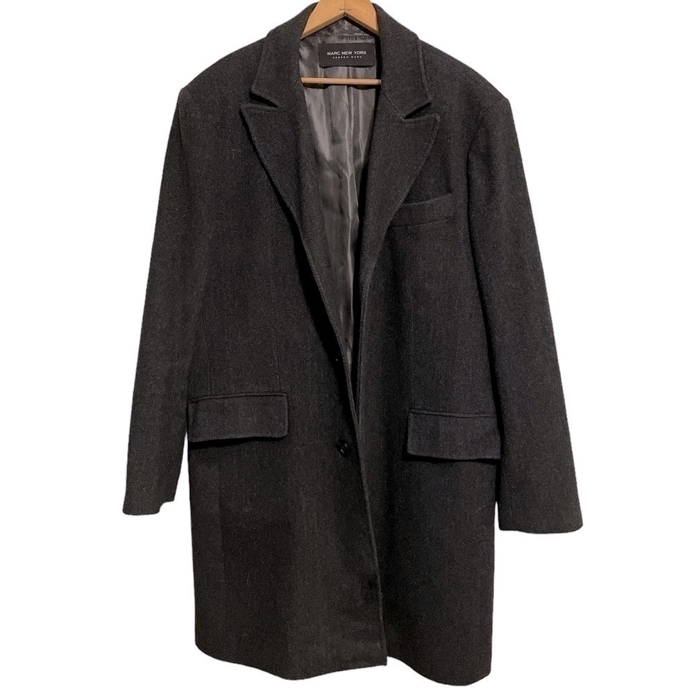 ANDREW MARC New York Men's Wool Blend Collared Full Sleeve Topcoat/Overcoat L